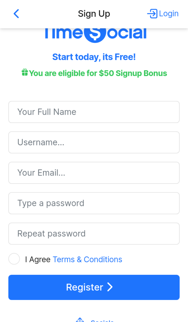 How to register on timesocial.co